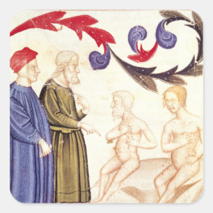 Sticker Carré Dante, Virgil et Peste-frappés