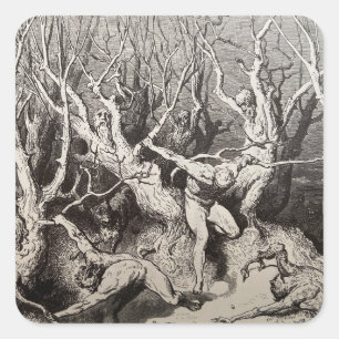 Sticker Carré Dante voit Woods de suicide - Cercle 7 d'Inferno