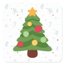 Sticker Carré d'arbre de Noël mignon