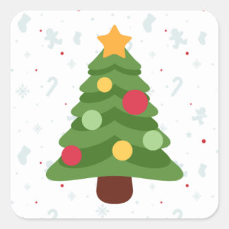 Sticker Carré d'arbre de Noël mignon