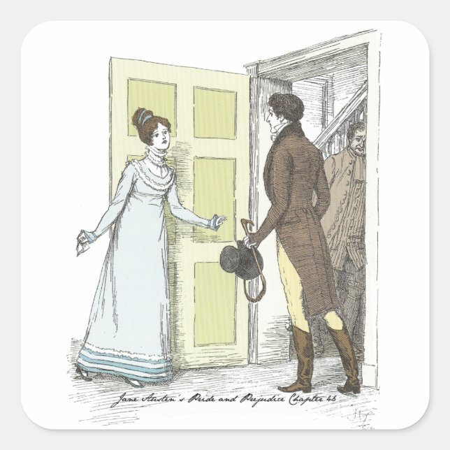 Sticker Carré Darcy Apparaît, Jane Austen, Fierté et Préjugés (Devant)