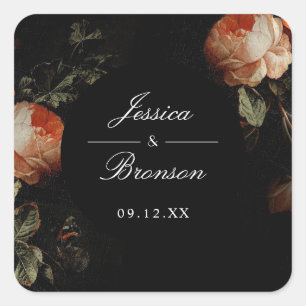 Sticker Carré Dark Moody Romantic Floral Néerlandais Mariage