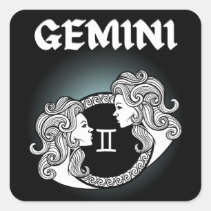 Sticker Carré Dark Zodiac - Gémeaux Art d'Astrologie Médiévale