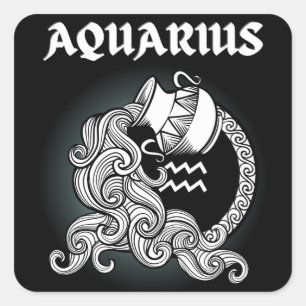 Sticker Carré Dark Zodiac - Verseau Art de l'Astrologie Médiév