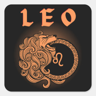 Sticker Carré Dark Zodiaque - Lion Art de l'Astrologie Médiéva