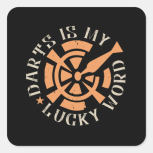 Sticker Carré Darts - Darts Est Mon Mot Chanceux