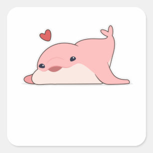 Sticker Carré Dauphin à l'amour avec le coeur