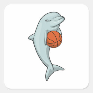 Sticker Carré Dauphin au Basketball Sports