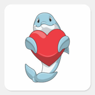 Sticker Carré Dauphin avec coeur