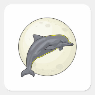 Sticker Carré Dauphin avec lune