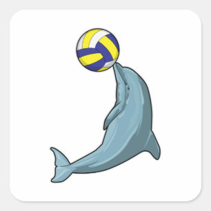 Sticker Carré Dauphin avec volleyball