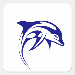 Sticker Carré Dauphin bleu