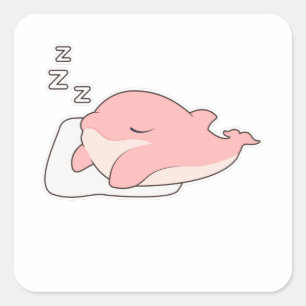Sticker Carré Dauphin dormant sur Coussin