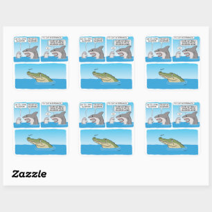 Sticker Carré Dauphin drôle, requin et alligator triste