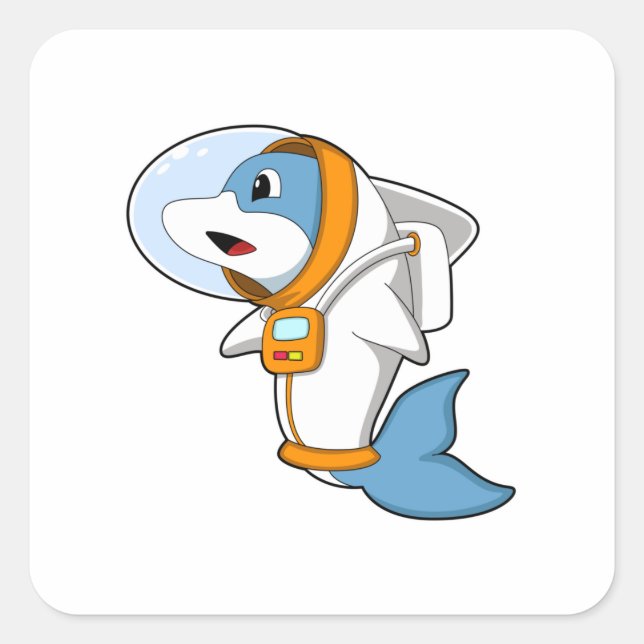 Sticker Carré Dauphin en astronaute avec costume (Devant)