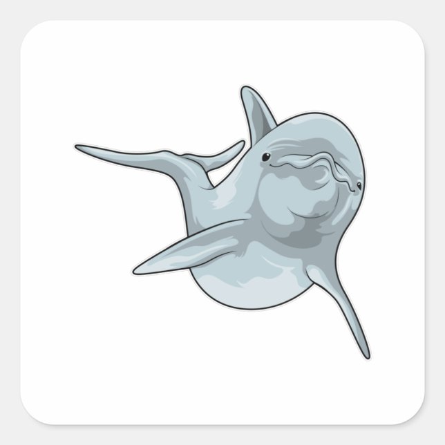 Sticker Carré Dauphin en natation (Devant)