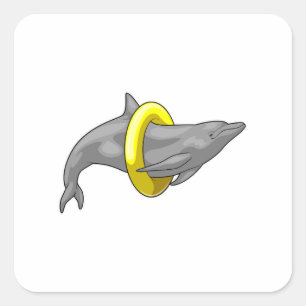 Sticker Carré Dauphin natation Lifebuoy