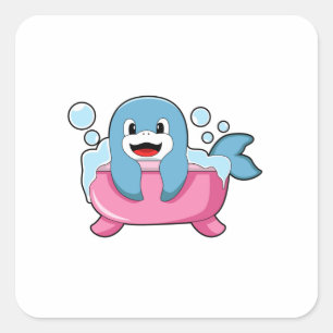 Sticker Carré Dauphin sur baignoire