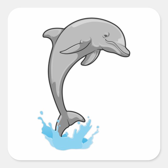 Sticker Carré Dauphin sur l'eau (Devant)