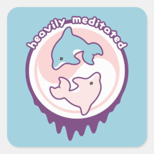 Sticker Carré Dauphins méditants avec Yin Yang