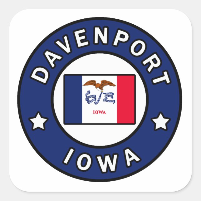 Sticker Carré Davenport Iowa (Devant)