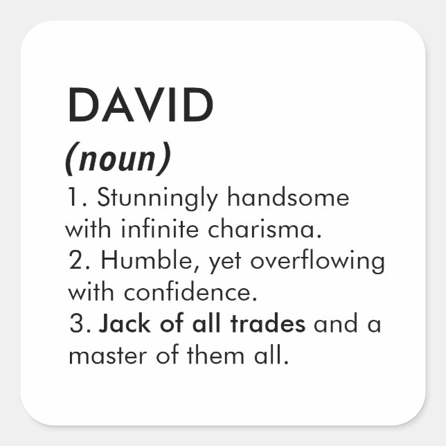 Sticker Carré David name, Editable name, Custom name (Devant)