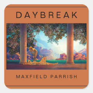 Sticker Carré DAYBREAK Maxfield Parrish 1922 .. Carte plat haute