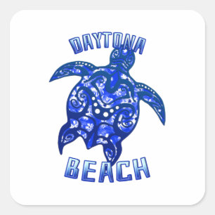 Sticker Carré Daytona Beach Floride Vacances Tortue tribale
