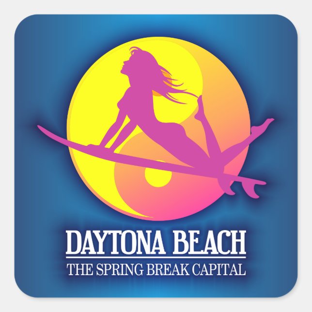 Sticker Carré Daytona Beach (Spring Break Capital) (Devant)
