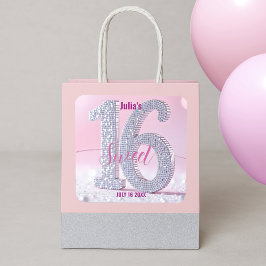 Sticker Carré Dazzling Diamond Sweet Sixteen Rose Glamour Annive