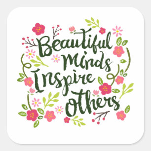 Sticker Carré De Beaux Esprits Inspirer D'Autres Citer Sceau Sti