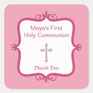 Sticker Carré de communion rose