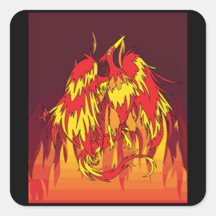 Sticker Carré De Feu Et Flames Phoenix Bird