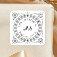 "De la bibliothèque de" Vintage style Monogramme l