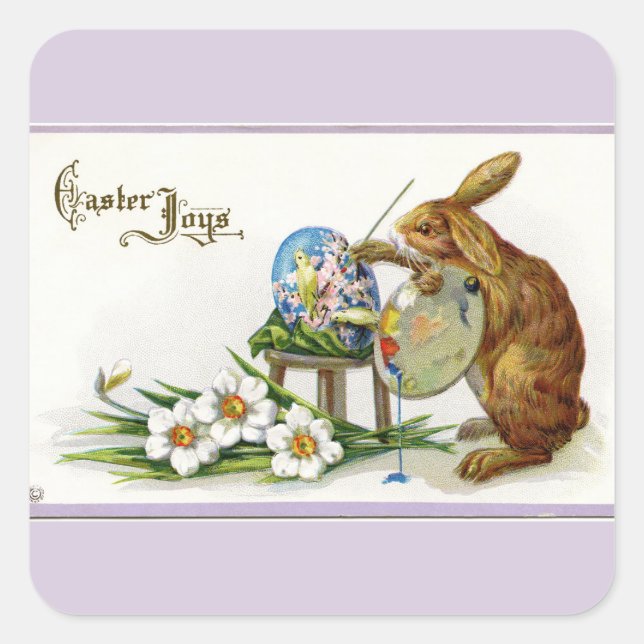 Sticker Carré de la lavande de Pâques Bunny (Devant)