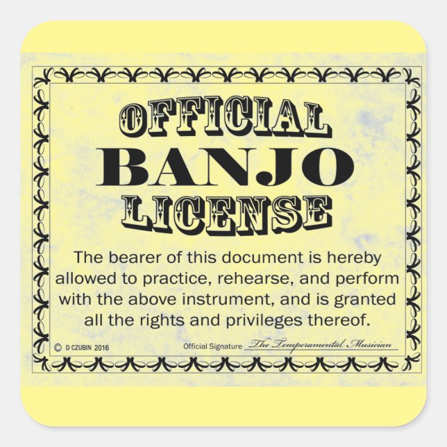 Sticker Carré de licence Banjo (Devant)