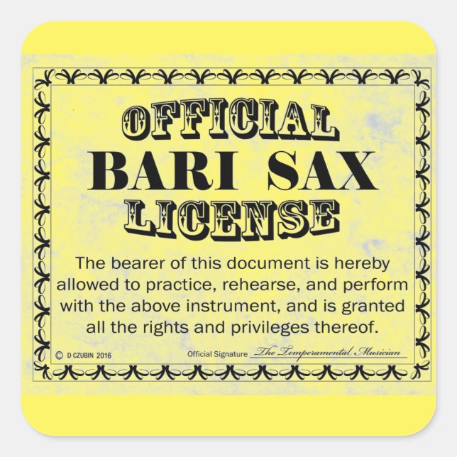 Sticker Carré de licence Bari Sax (Devant)