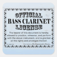 Sticker Carré de licence Bass Clarinet