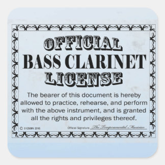 Sticker Carré de licence Bass Clarinet