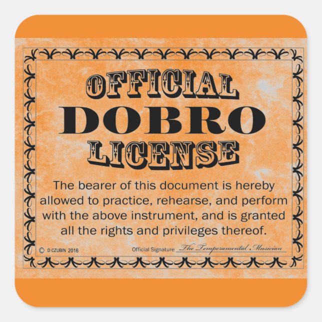 Sticker Carré de licence Dobro (Devant)