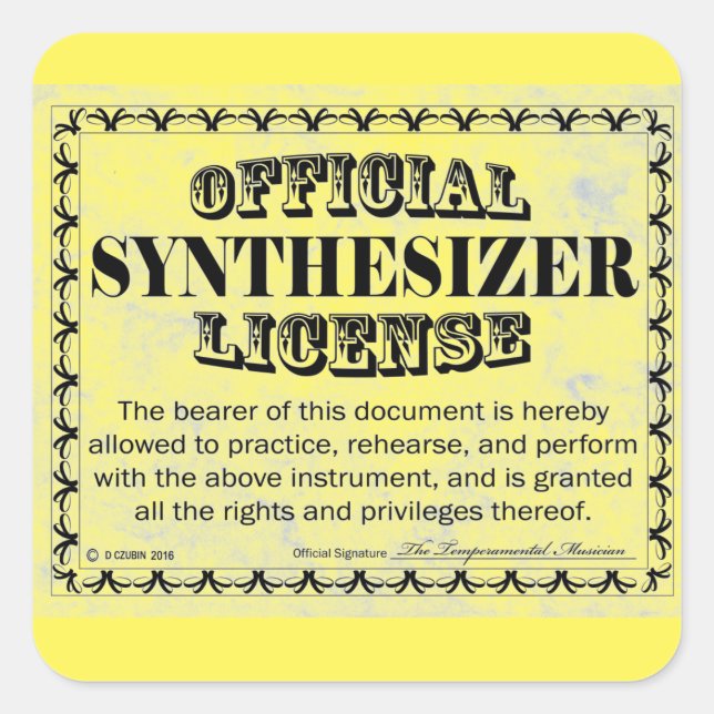 Sticker Carré de licence Synthesizer (Devant)