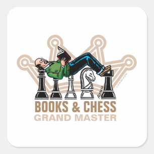 Sticker Carré de livres et échecs