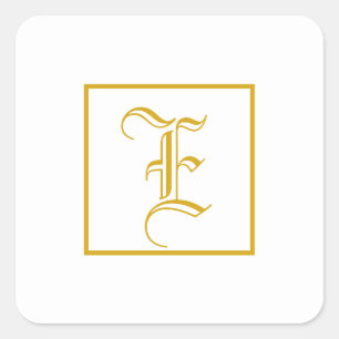 Sticker Carré de Monogramme Blanc Or Formel