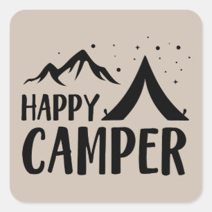 Sticker Carré de mots d'art de Camper très heureux