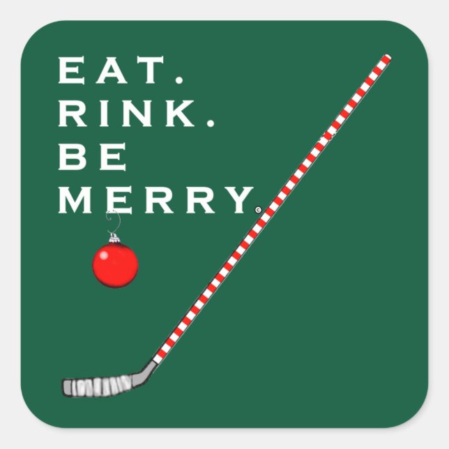 Sticker Carré de Noël de hockey (Devant)
