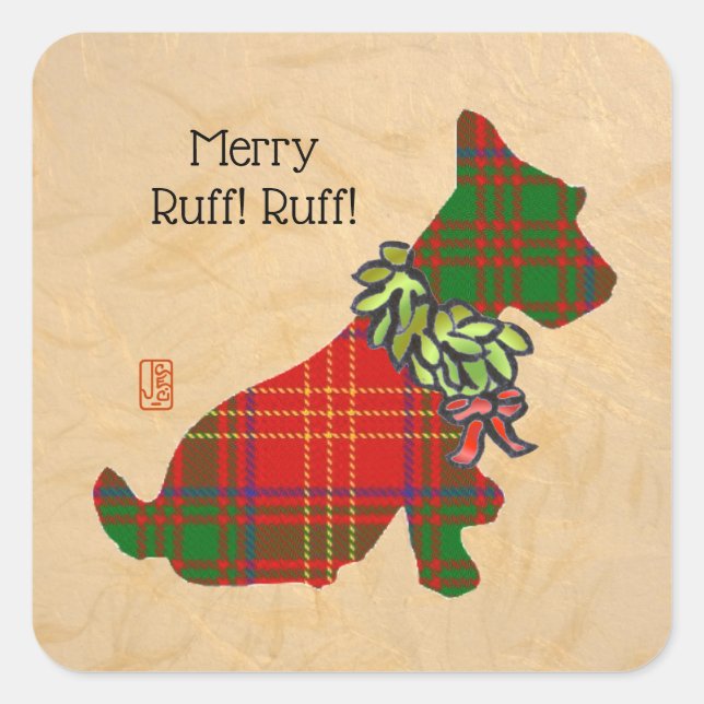Sticker Carré de Noël de Wee Scottie (Devant)