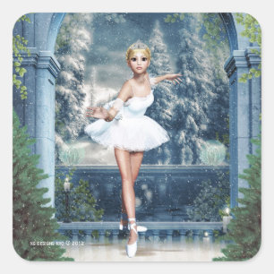 Sticker Carré de Noël Snow Princess Ballerina