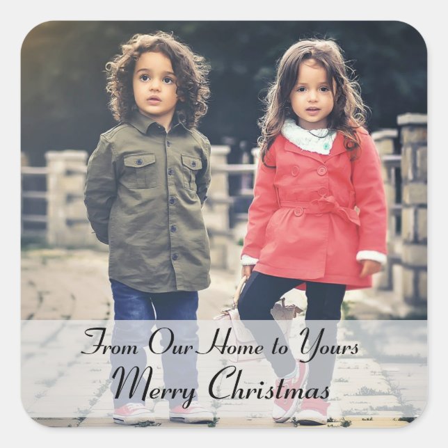 Sticker Carré De Notre Maison À Votre Joyeux Noël Photo (Devant)