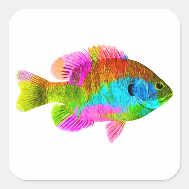 Sticker Carré de poisson coloré (Devant)