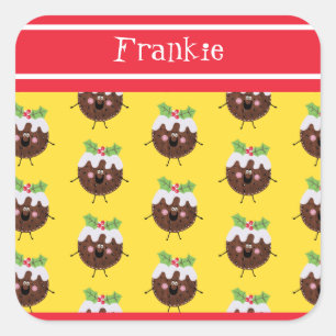 Sticker Carré de pouding de Noël personnalisé